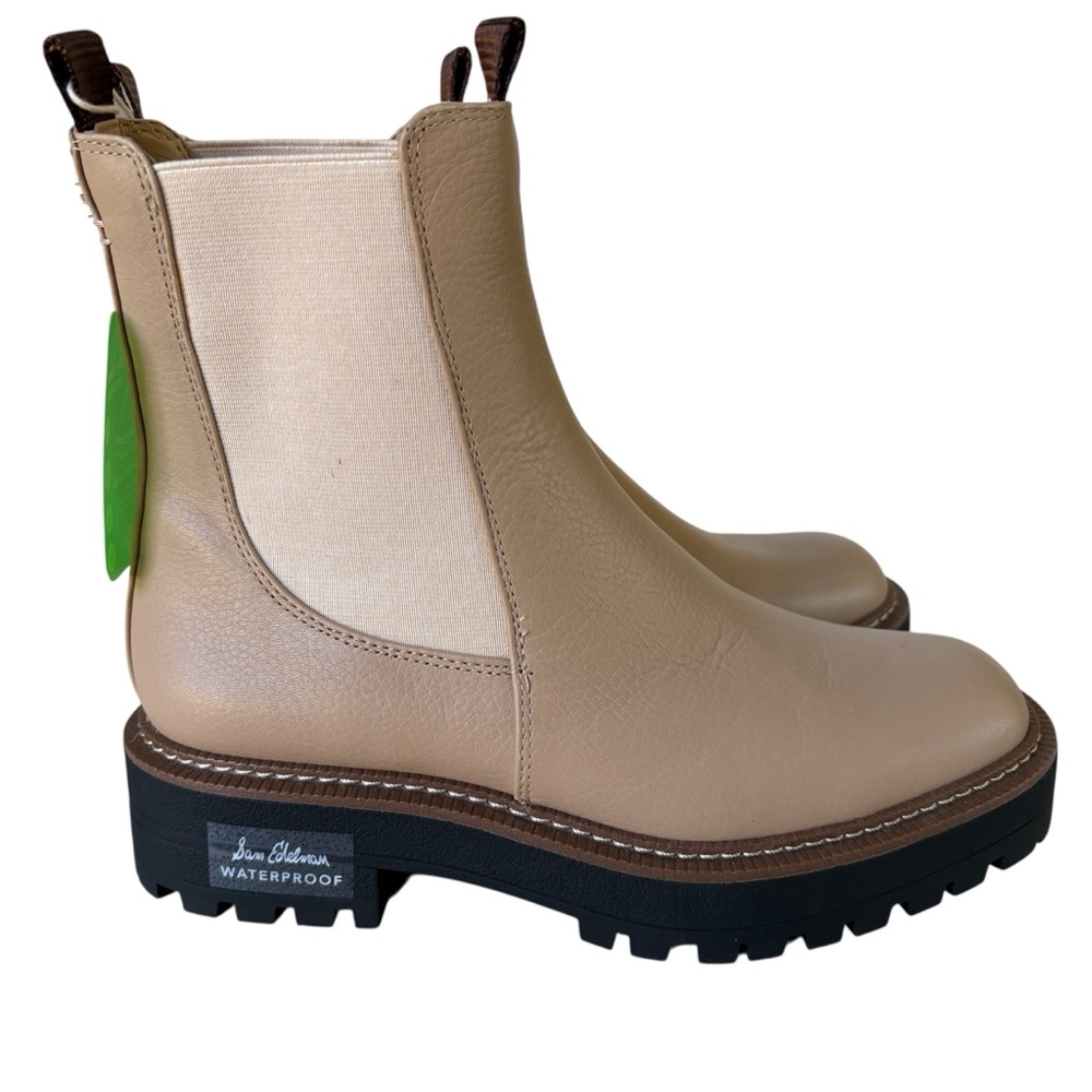 Sam Edelman Women's Laguna Chelsea Waterproof Boot Shoes Sesame Leather 7 NWT - Picture 3 of 9